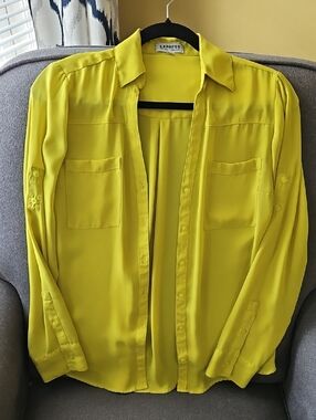 Express Women’s Chartreuse Yellow Button-Down Shirt
